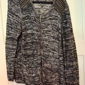Maurices Black and Gray Zipper Cardigan